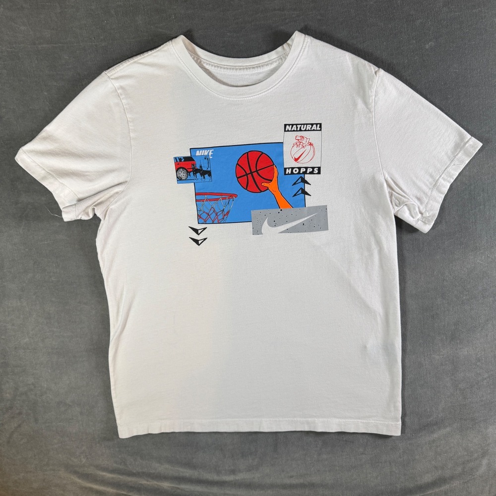Nike Mens Natural Hopps Basketball Graphic T-Shirt White DJ1580-100 Large